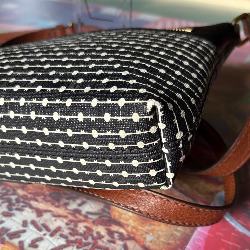 Fossil Fiona Modern Dots Stylish Black & Brown Crossbody Bag. Like New! - Picture 5 of 8